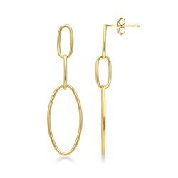 Boucles d’oreilles femme en or jaune 18k avec pendentifs ovales cm 5