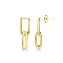 18k yellow gold paper clip drop earrings