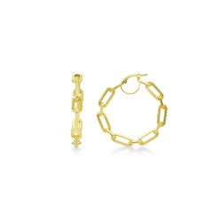 Pendientes de aro paper clip en oro amarillo de 18k
