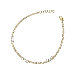 Bracciale doppio filo in oro giallo 18k con quadratini