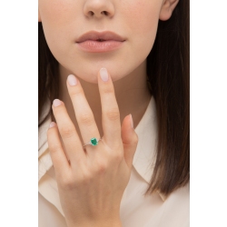 White gold 18k ring with an emerald and three bezel diamonds  2