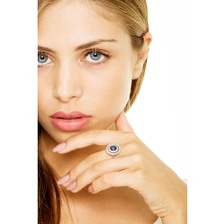 Saphir Ring Weißgold 750 mit Diamanten 2