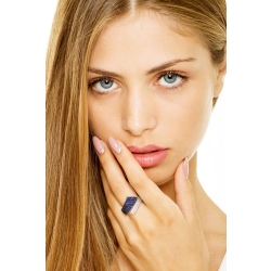 18k white gold contrariè ring with blue sapphires and diamonds  2