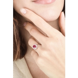 Rubin Halo Ring mit Diamanten Weißgold 2