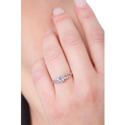 White gold 18k ring with a tangle of aquamarine and diamonds  2