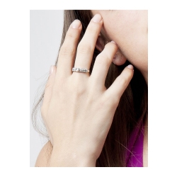 18k white gold half eternity ring with a central diamond and two rows of diamonds  2