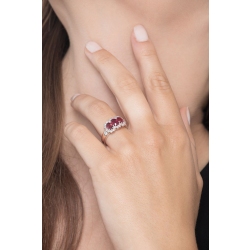 White gold 18k trilogy ring with diamonds and rubies 2