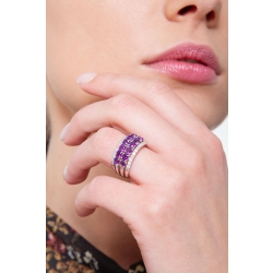 18k white gold band ring with amethysts and diamonds  2