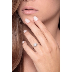 White gold 18k flower ring with halo diamonds  2