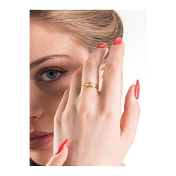 Yellow gold 18k trilogy ring with diamonds  2