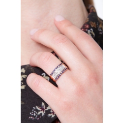 Rosé gold 18k band ring with blue sapphires and diamonds  2