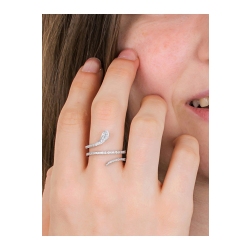 Snake spring ring with diamonds in white gold 18k 2