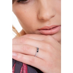 Trilogy ring with black central diamonds and diamond shoulder set 2