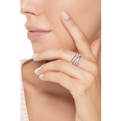 Anillo de banda en oro blanco y rosa 18k con diamantes 2