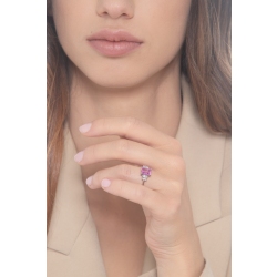 18k white gold ring with pink sapphire, 8x6mm 2