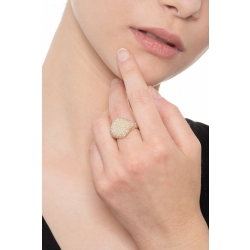 Yellow gold 18k pinky ring with diamonds pavé 2