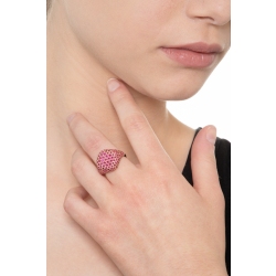 Rosé gold 18k pinky ring chevalier with rubies pavé 2