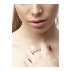 Ring mit ovalem Aquamarin und Diamanten Weißgold 2