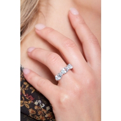 Anillo de oro blanco de 18 quilates con diamantes y aguamarinas 2