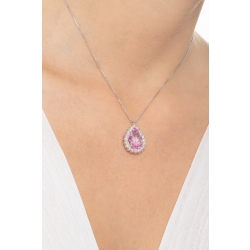 Saphir rosa Kette Damen mit Diamanten Weissgold 750 2