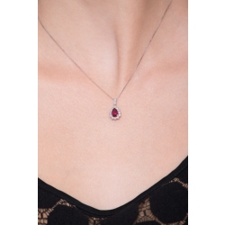 Kette mit Rubin Anhänger und Diamanten Weißgold 18 Karat 2