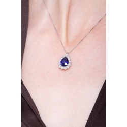Saphir Tropfen Kette Weissgold mit Diamanten 2