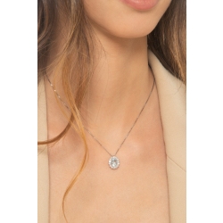 750er Weißgold Halo Kette mit Aquamarin und Diamanten 2