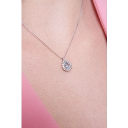 Necklace with pear cut aquamarine and diamonds pendant 2