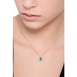 Necklace with pendant, emerald and diamonds 2