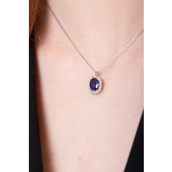 Saphir blau Kette Weissgold mit Diamanten 2
