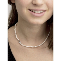 White gold 18k closure for pearl necklace with diamonds in the ends 2