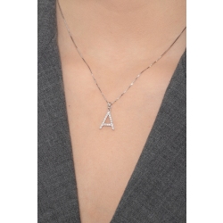 Collar con initial A de oro blanco y diamantes 2