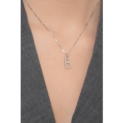 Letter B pendant with diamonds in 18k white gold 2