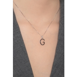 18k white gold letter G with black diamonds 2