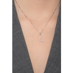 White gold 18k pendant with letter L in diamonds  2
