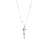 Collana in oro bianco 18k e ciondolo con lettera T in diamanti