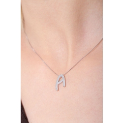 Gold necklace with letter A with diamond 2