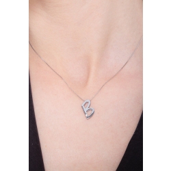 18k white gold letter B with solitaire diamond 2