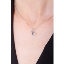 Necklace with a letter E in white gold with diamond 2