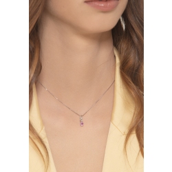 18k white gold necklace with pink sapphire oval cut and diamonds  2