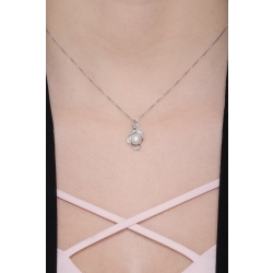 Collier en Or Blanc 18k avec Diamants et Perle Naturelle 2