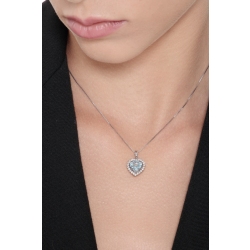 Cadena en oro blanco 18k con colgante corazón de aguamarina y diamantes 2
