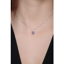 Oval Amethyst pendant with diamonds 2