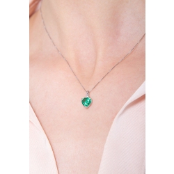 Emerald and diamond pendant in 18k white gold 2