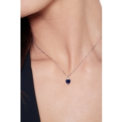 Collana con ciondolo a cuore in zaffiro blu e diamante 2