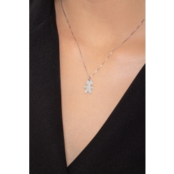Collier pendentif garçon en or blanc 18k avec diamant 2
