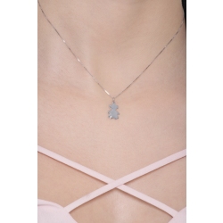 Collier avec Pendentif Petite Fille en Or Blanc 18k avec Diamant  2