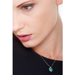 Necklace with pendant, central oval emerald and diamonds 2