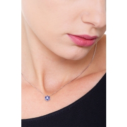 Collier en Or Blanc 18k avec Diamant et Saphirs Bleus 2