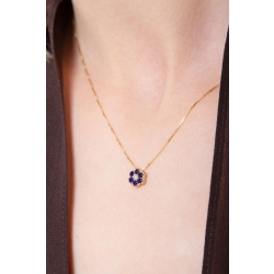 Little flower pendant in 18k yellow gold with diamonds and sapphires 2